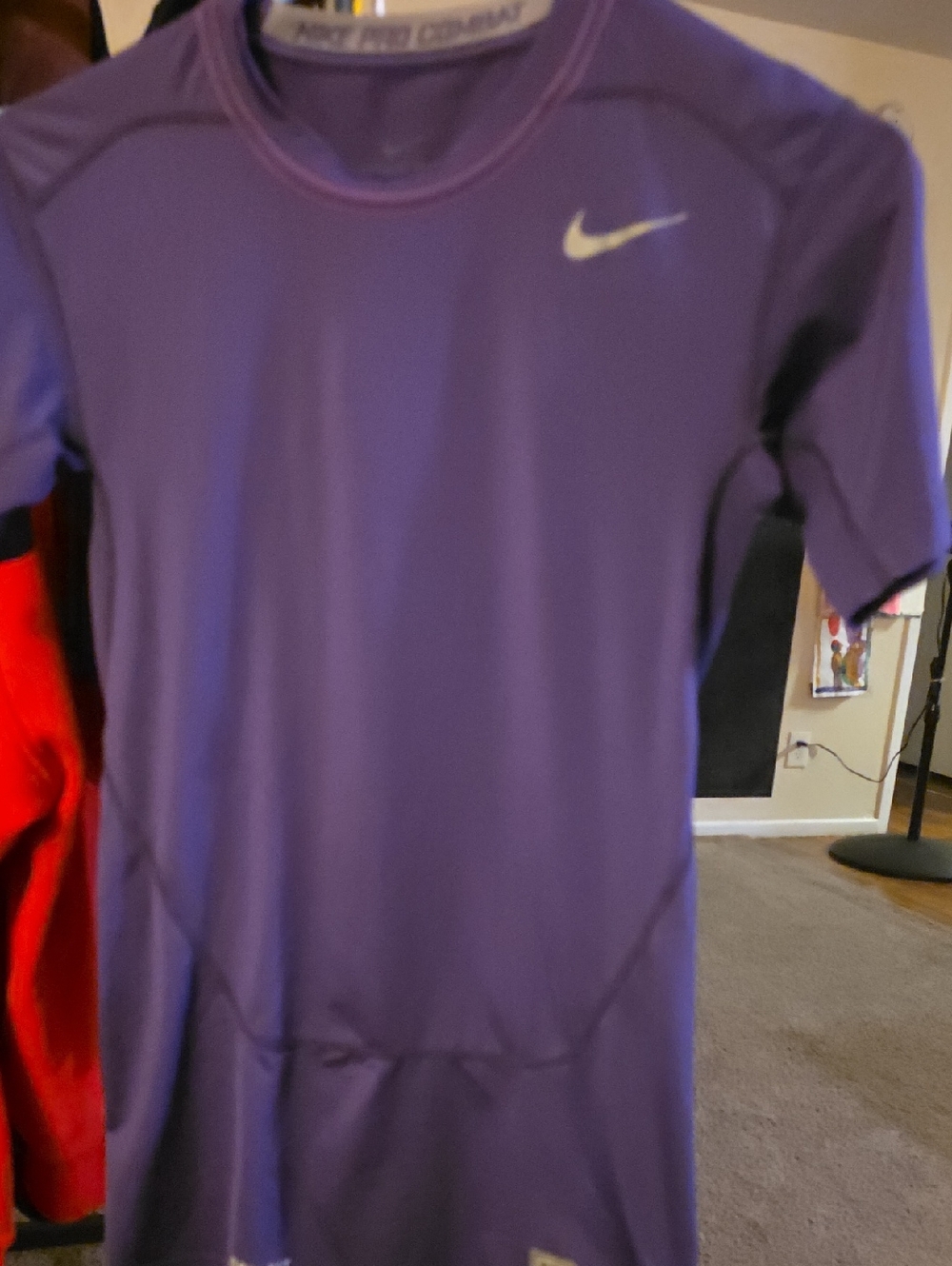 Nike Purple Short Sleeve Athletic Tee with White Swoosh